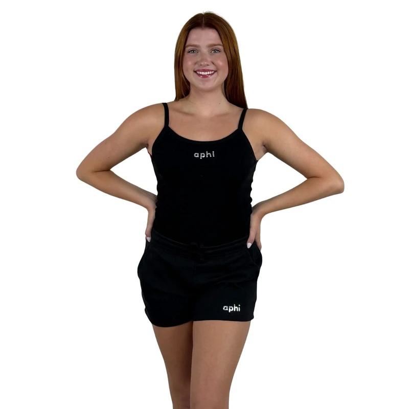 Alpha Phi Tank in black with silver logo