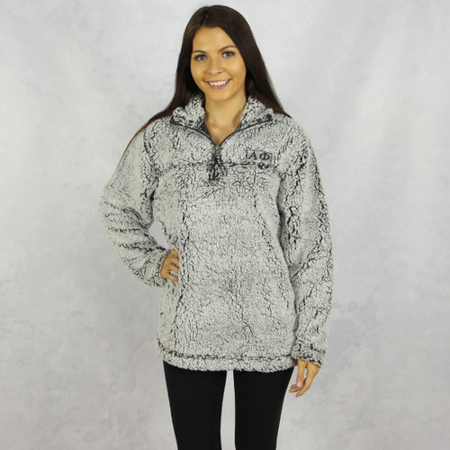 Alpha Phi Quarter Zip Sherpa Gray | Sorority Specialties