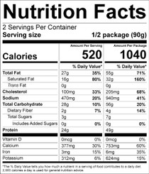  Beef Pasta Marinara freeze-dried meal by Peak Refuel nutrition facts