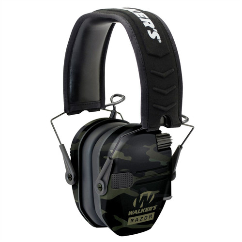 Walkers Razor Slim Electronic Polymer 23 dB Over the Head Black MultiCam Ear Cups w/Black Band