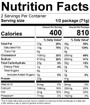 Peak Refuel  Beef Stroganoff Freeze-dried Meal Nutrition Facts