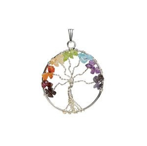 Wire Wrap Chakra Tree of Life Pendant