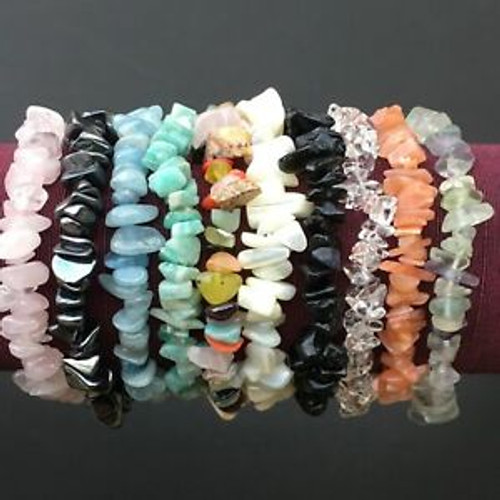 7 Inch Stretch Chip Bracelet  Random Stone