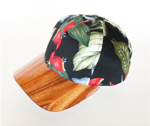 Koa Bill Hardwood Hat, Aloha Fabric