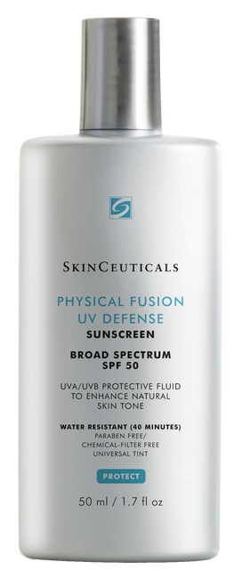 Broad-spectrum UVA/UVB sunscreen fluid to enhance natural skin tone.