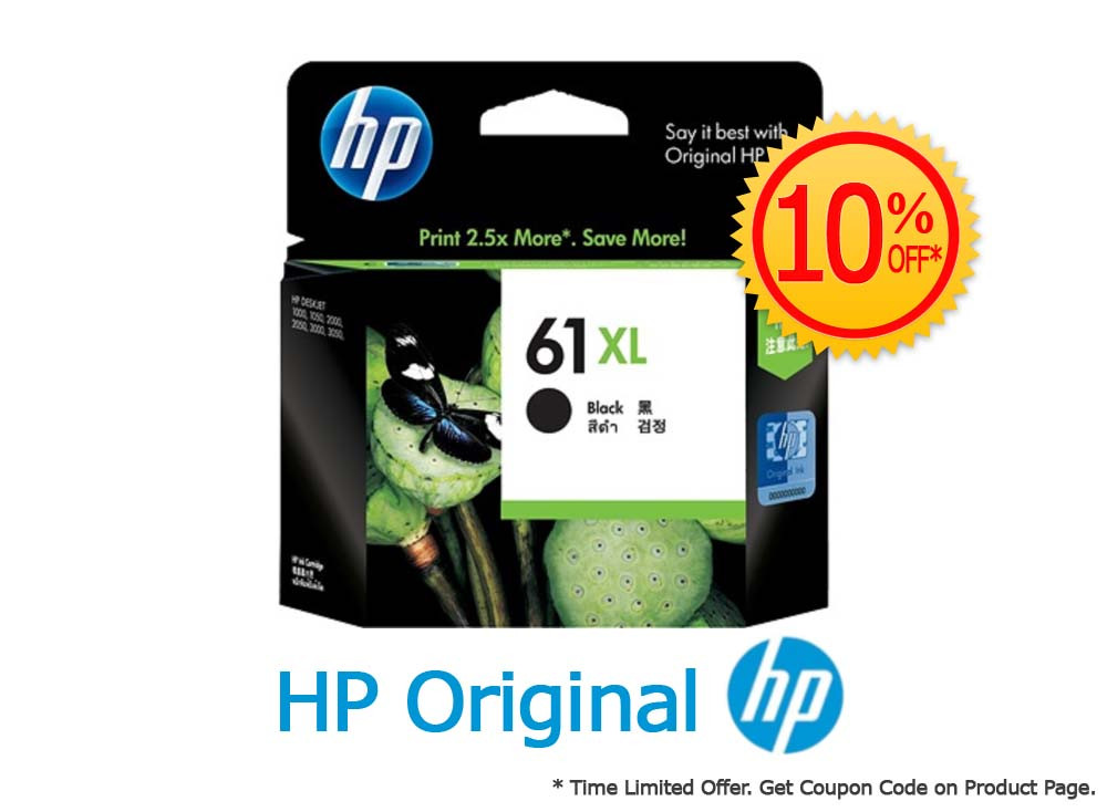 Buy Original HP 61XL Black High Yield Ink Cartridge (1VV34AA) | Free ...