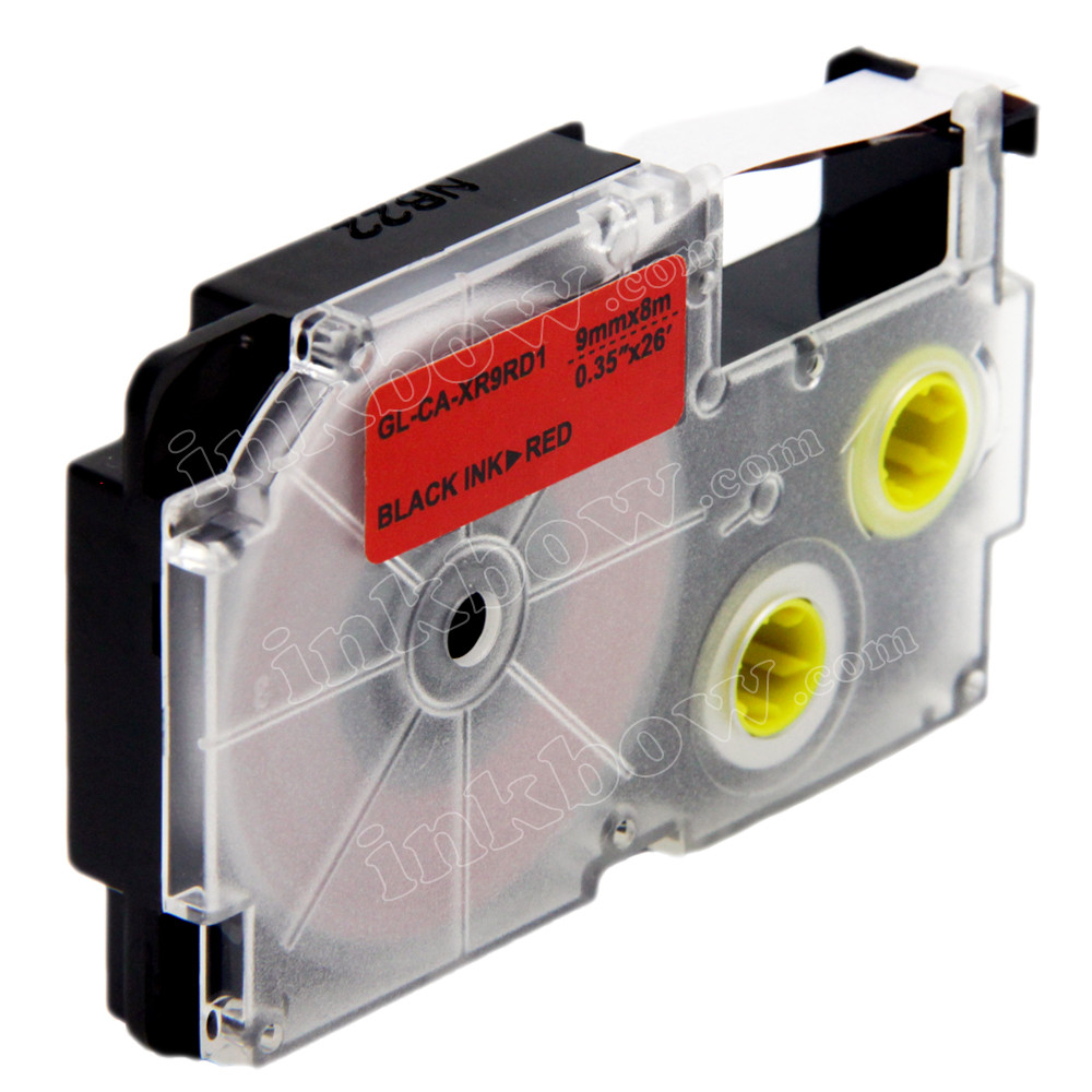 Compatible EZ-Label XR-9RD1 Label Tape Cartridge for Casio Label Printer  (9mm Black on Red)