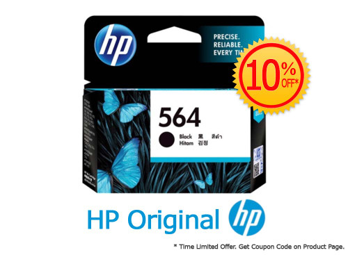 Original HP 564 Black Ink Cartridge (CB316WA) in Retail Packaging