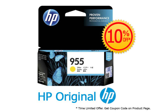 Original HP 955 Yellow Ink Cartridge (LOS57AA) in Retail Packaging