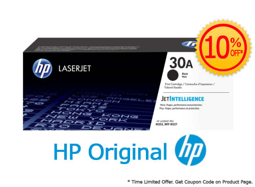 Original HP 30A Black Laser Toner Cartridge (CF230A) in Retail Packaging