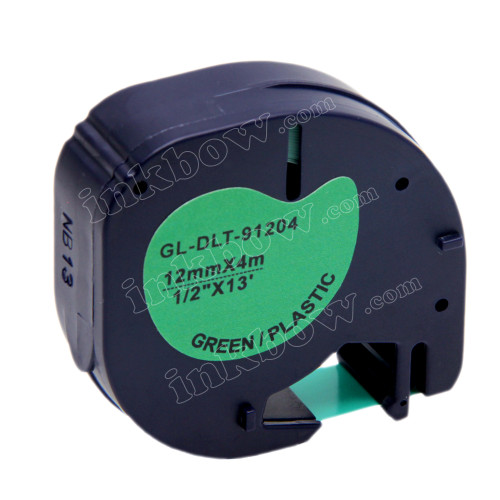 Compatible Dymo 91204 Plastic LT Label Tape (12mm Black on Green)