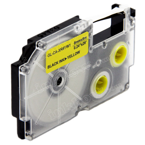 Compatible EZ-Label XR-6YW1 Label Tape Cartridge for Casio Label Printer (6mm Black on Yellow)