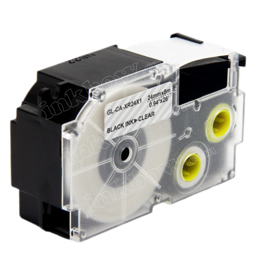 Compatible EZ-Label XR-24X1 Label Tape Cartridge for Casio Label Printer (24mm Black on Clear)