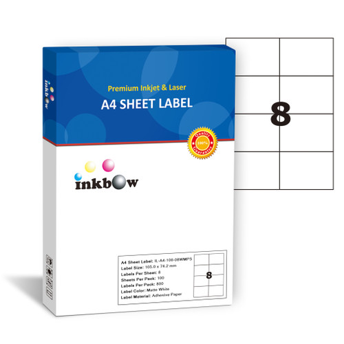 Premium A4 Sticker Paper Labels for Inkjet & Laser Printers (Matte White – 100 Sheets)
