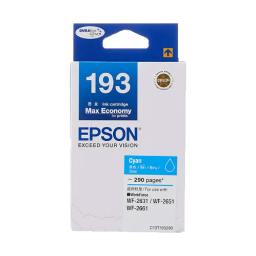 Original Epson 193 Cyan Ink Cartridge (C13T193290) in Retail Packaging