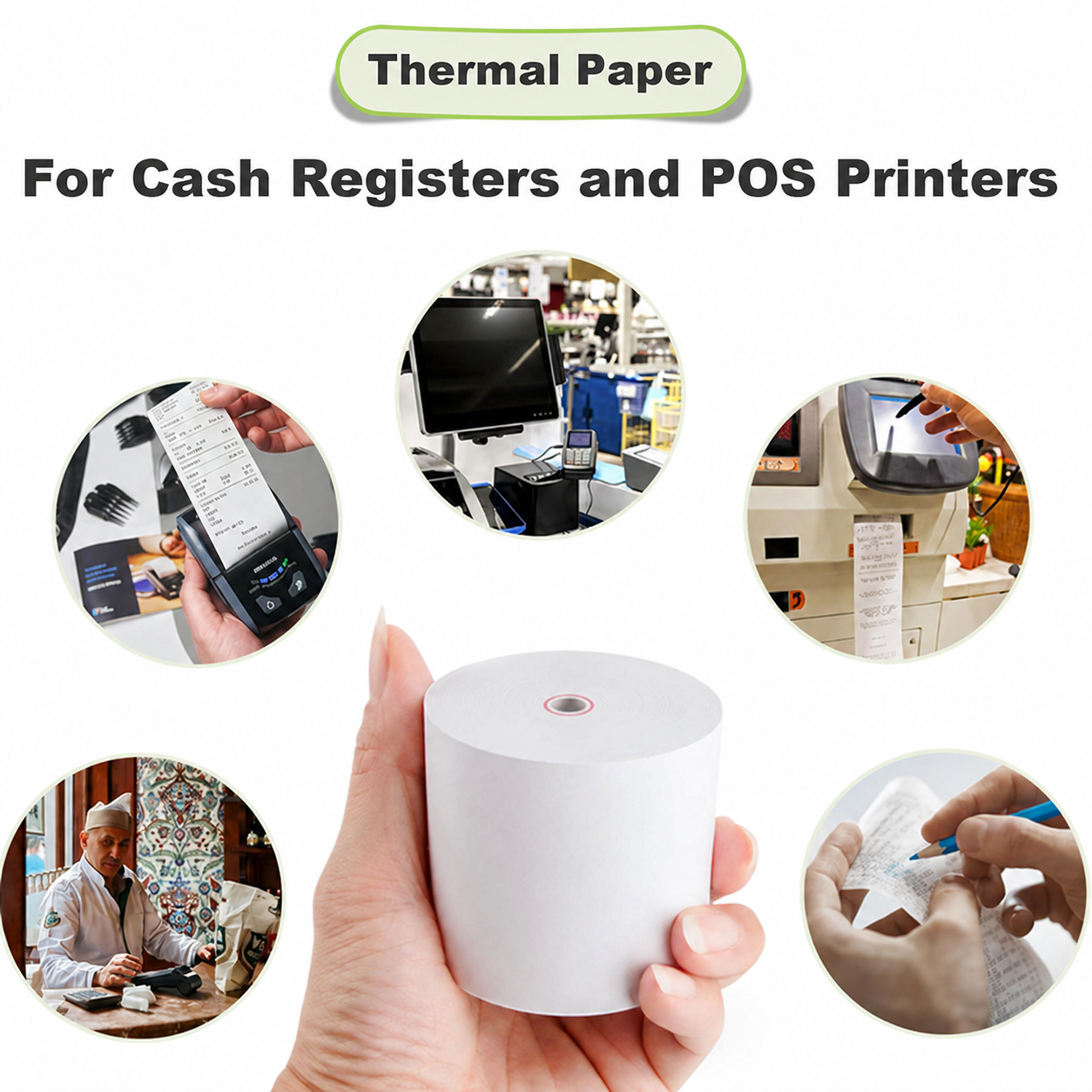 Premium Thermal Paper Rolls (Coreless): 80mm x 80mm 5-Roll Pack
