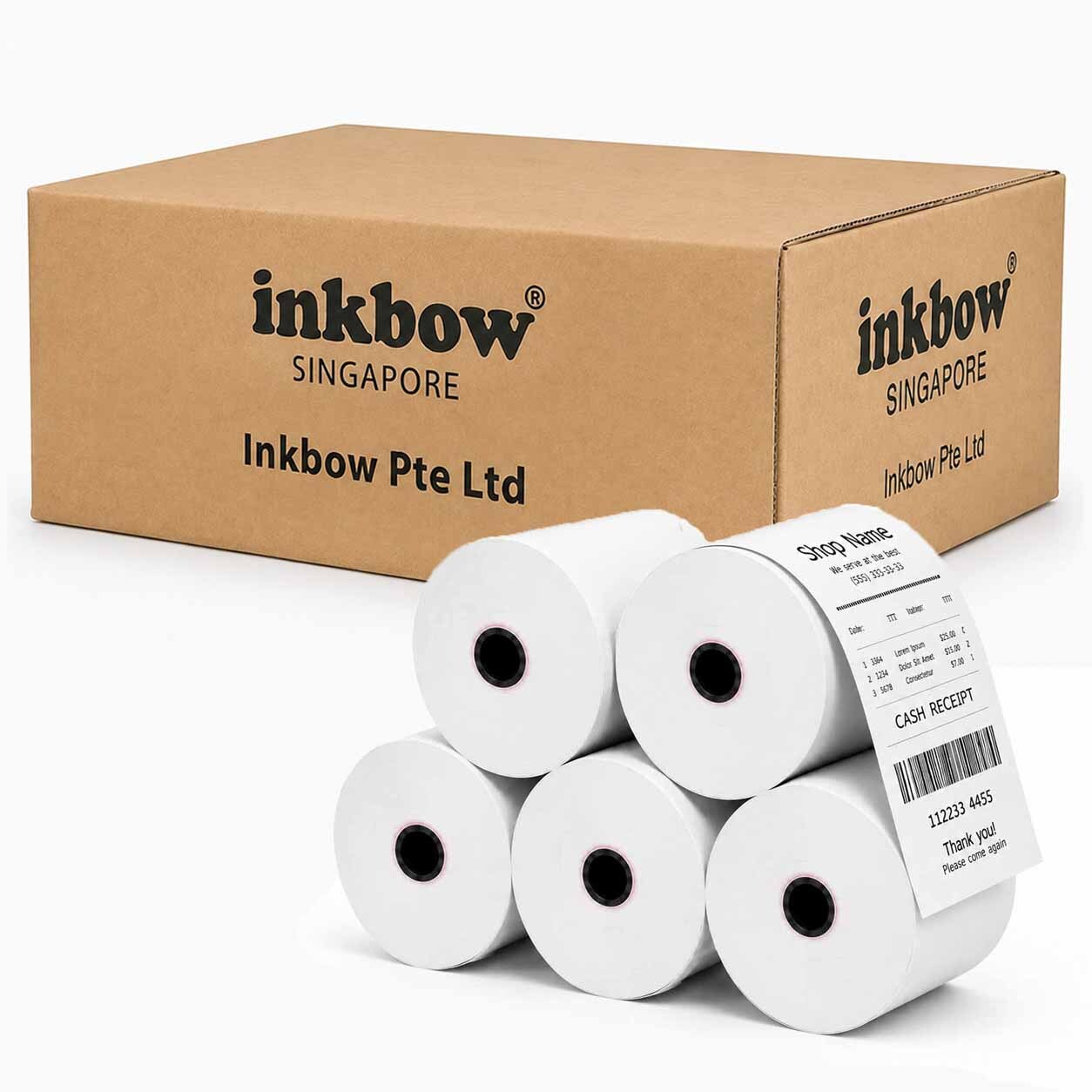 Premium Thermal Paper Rolls (with Core): 80mm x 80mm 5-Roll Pack