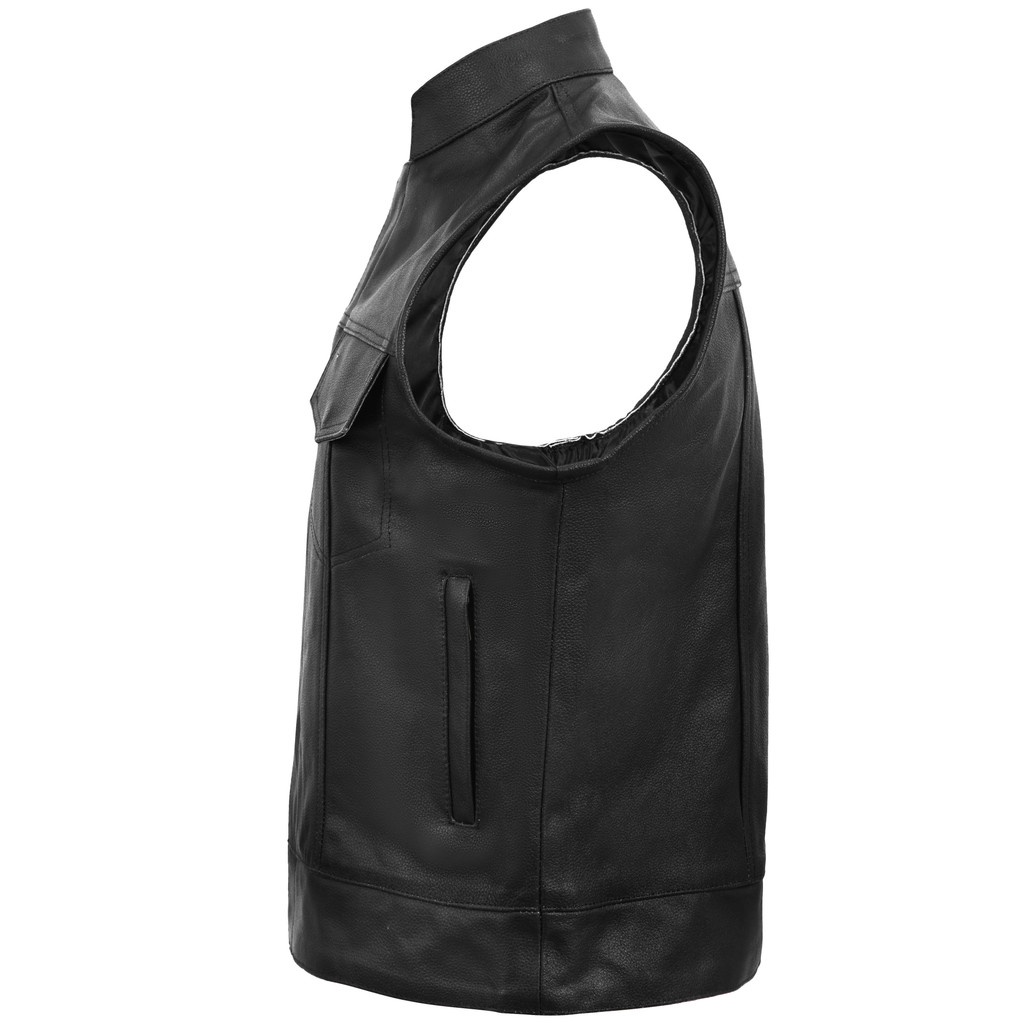 Sons of Anarchy Style Leather Vest - Black - side view