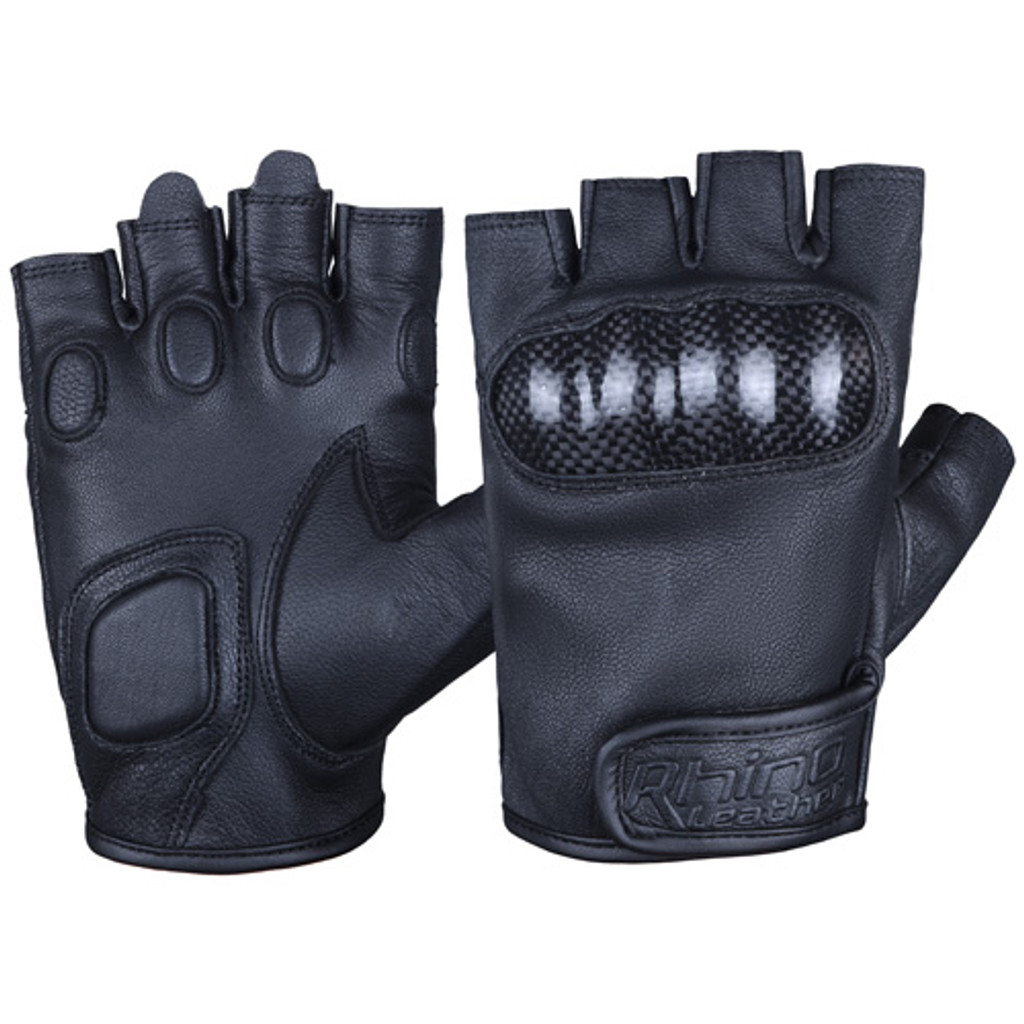 Rock fingerless Carbon Knuckle Leather Gloves