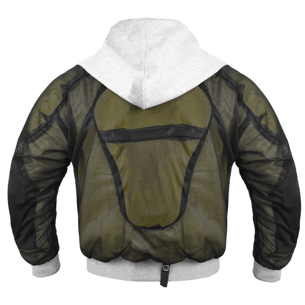 Grey Hoody Motorcycle Jacket reinforced with protective aramid lining