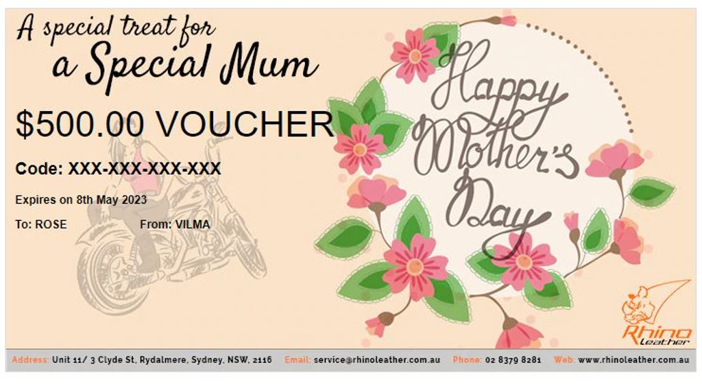 Rhinoleather Gift Certificates for Mother's Day