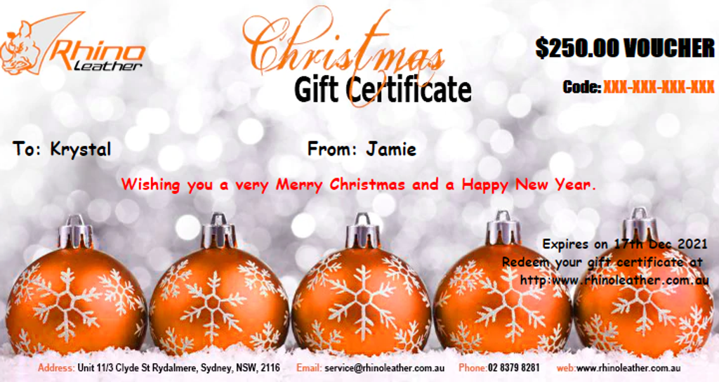 RhinoLeather Gift Certificates - Perfect for Christmas Gifts