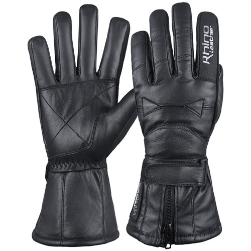 VSJ Pilot Thermal Motorcycle Gauntlet Gloves – Textile/Leather – Waterproof – Black