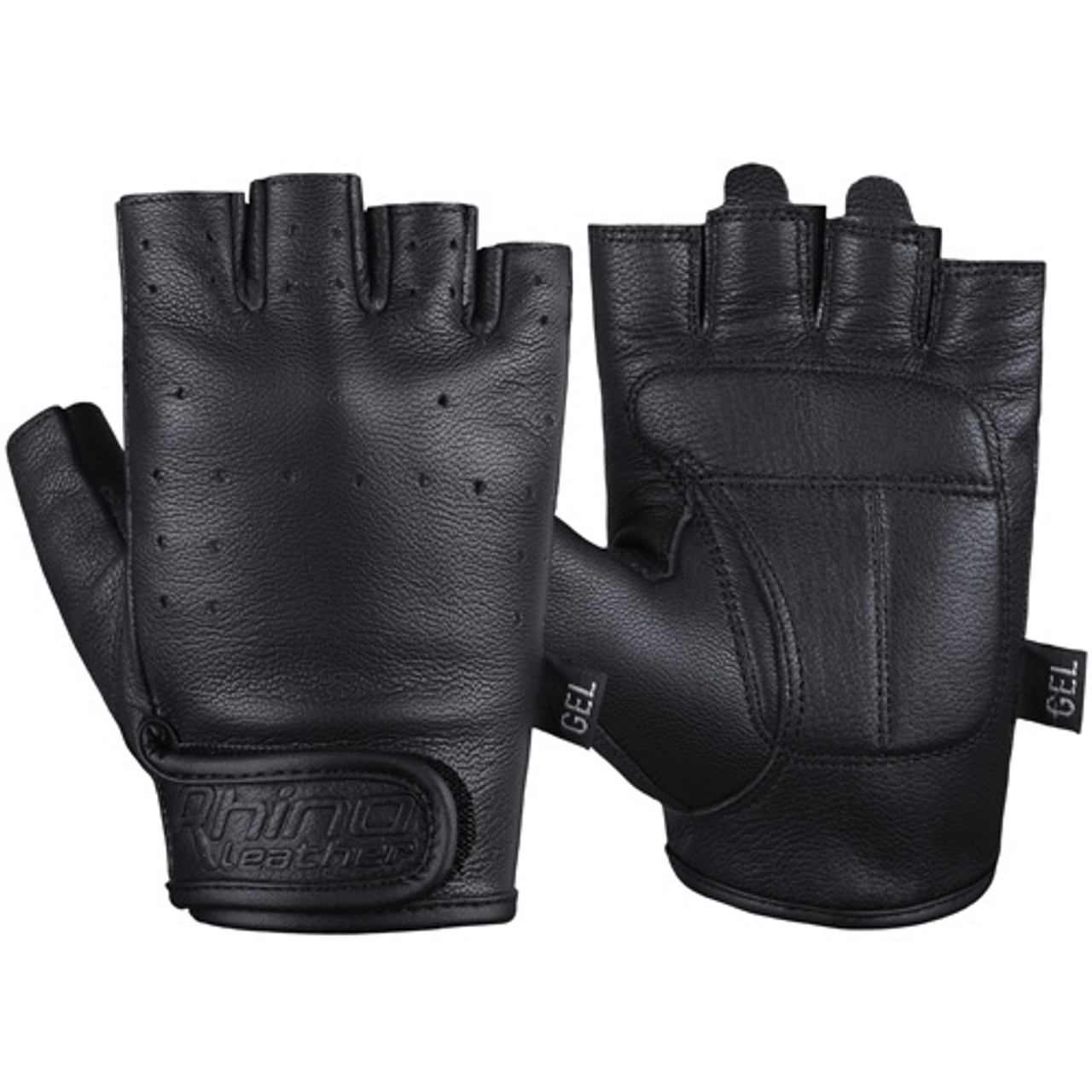 Premium Grade Leather Fingerless Motorcycle Gloves