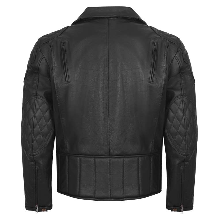 Black Brando Leather Motorcycle Jacket with Armour & Vents