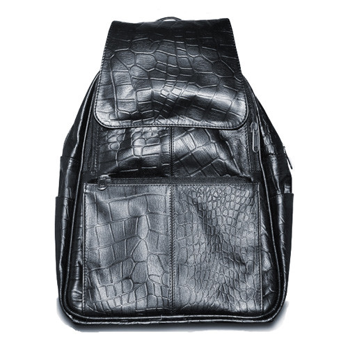 Womens Black Leather Backpack