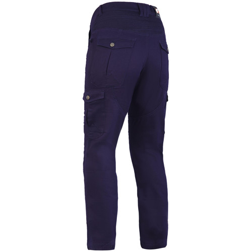 Mens Navy Blue Cotton Motorcycle Cargo Pants  reinforced with protective aramid lining  