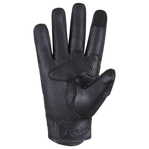 Black Leather Motorcycle glove with short cuffs