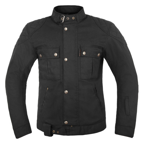 Waxed Cotton Black Motorcycle Jacket