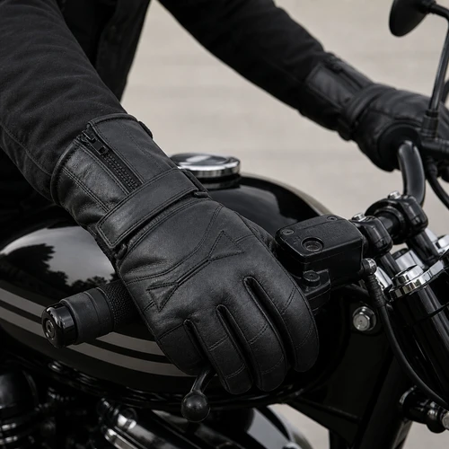 Leather Motorcycle Gloves on AI generated model