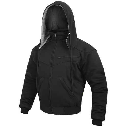 Black Hoodie Motorcycle Jacket reinforced with protective aramid lining