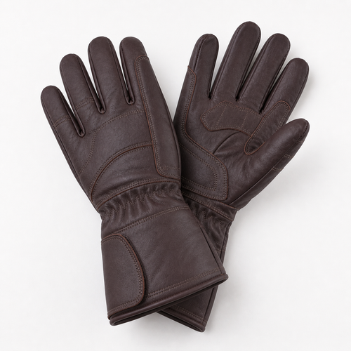 Morgan II Brown Leather Mens Gauntlet Gloves on AI generated model