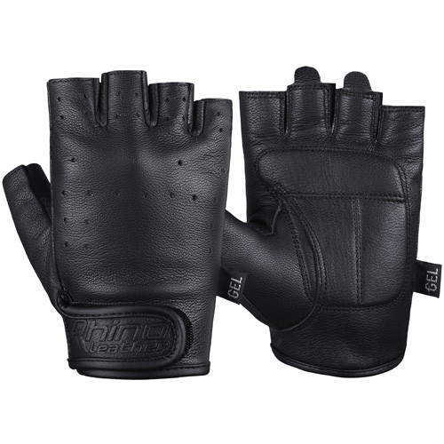 Premium Grade Leather Fingerless Motorcycle Gloves