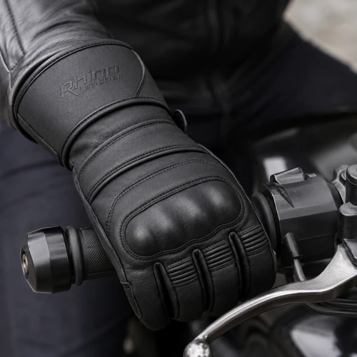 Healy Motorcycle long cuff all season glove - Carbon Armour Knuckles on AI generated model