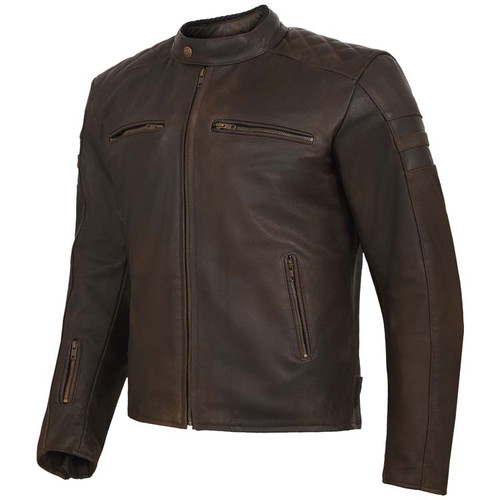 Classic Leather Motorbike Jacket  Distressed Brown Full Grain Leather - The Ace