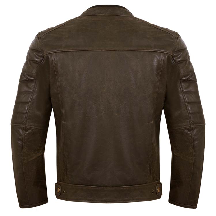 Frontier Dark Brown Vintage Leather Cafe Motorcycle Jacket Backside