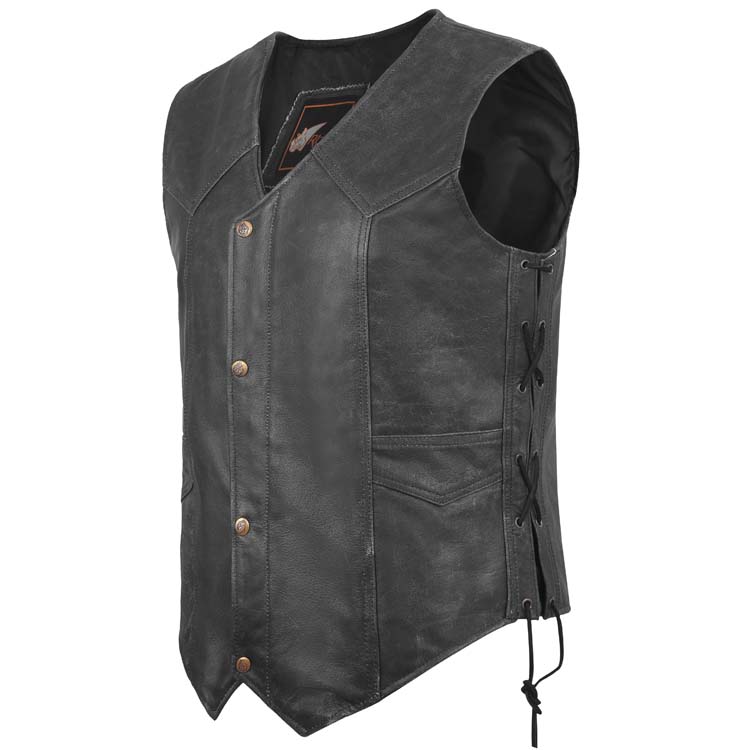 Black Leather Motorcycle Vest
