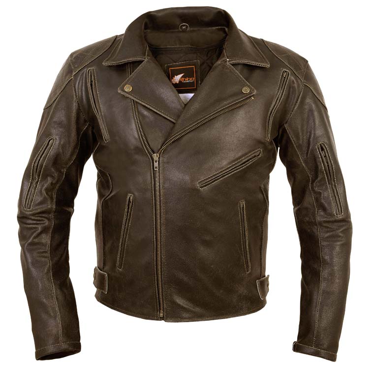 Brando Vintage Leather Motorcycle Jacket with Armour & Vents