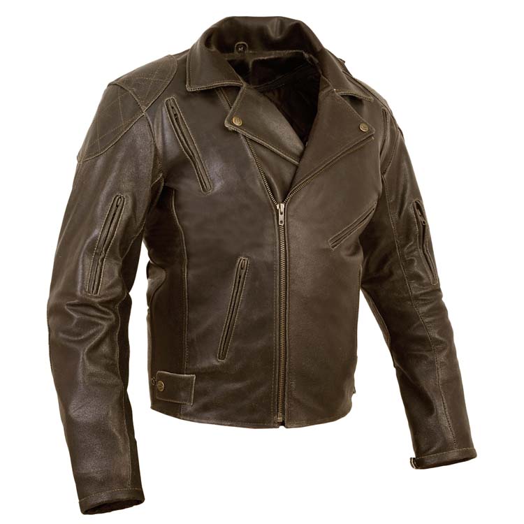 Brando Vintage Leather Motorcycle Jacket with Armour & Vents