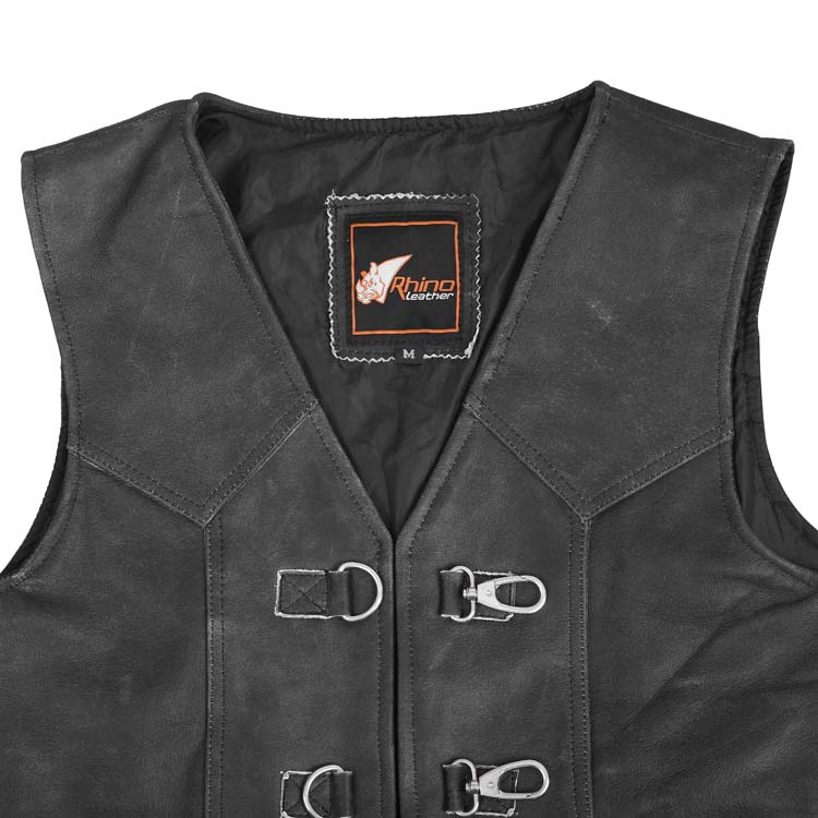 Black Leather Vest with metal clasps