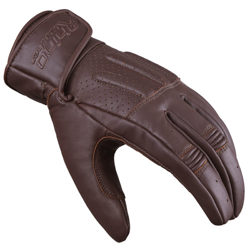 Bandit Brown Perforated Short Wrist Leather Motorcycle Glove - Touchscreen