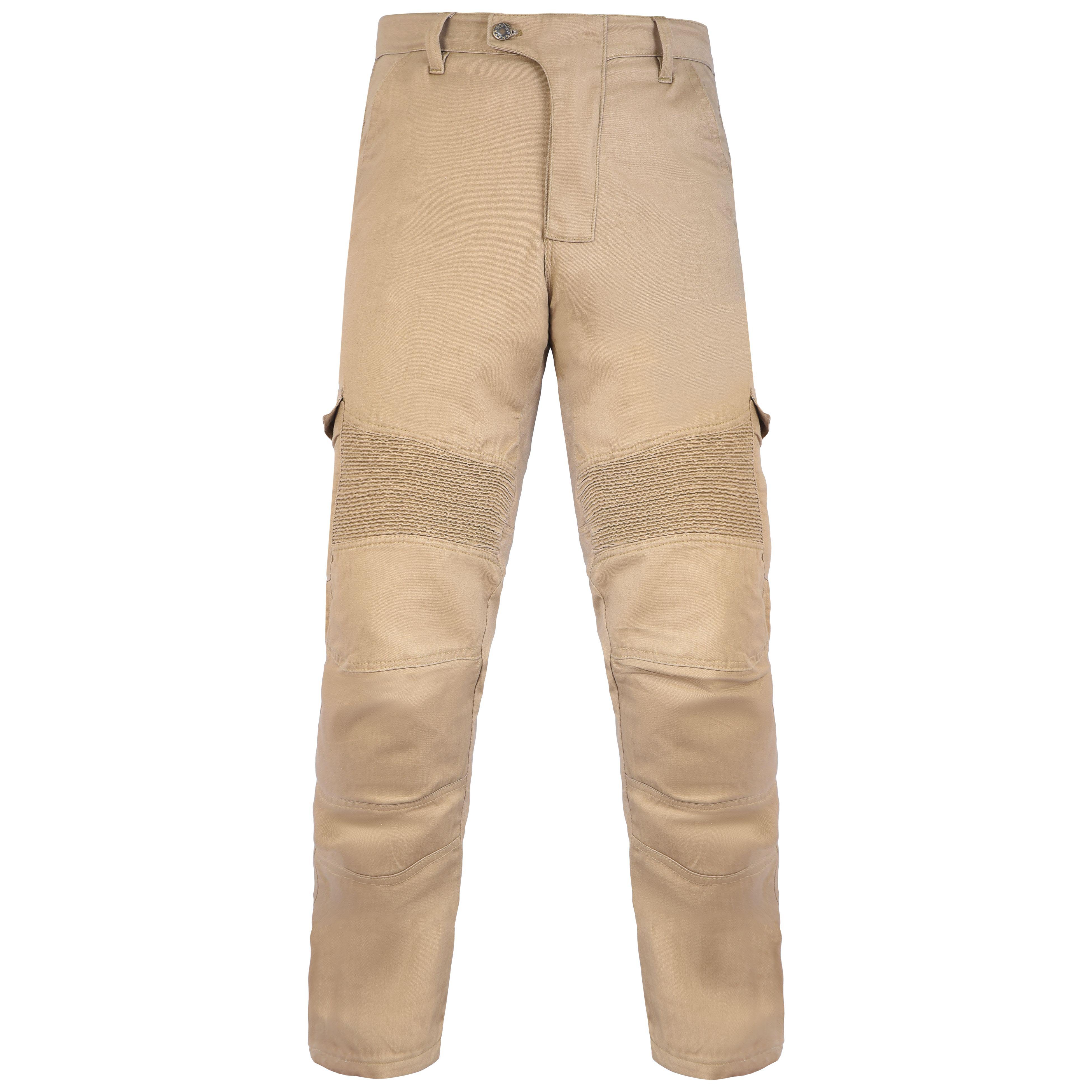 Mens Tan Cotton Motorcycle Cargo Pants RhinoLeather