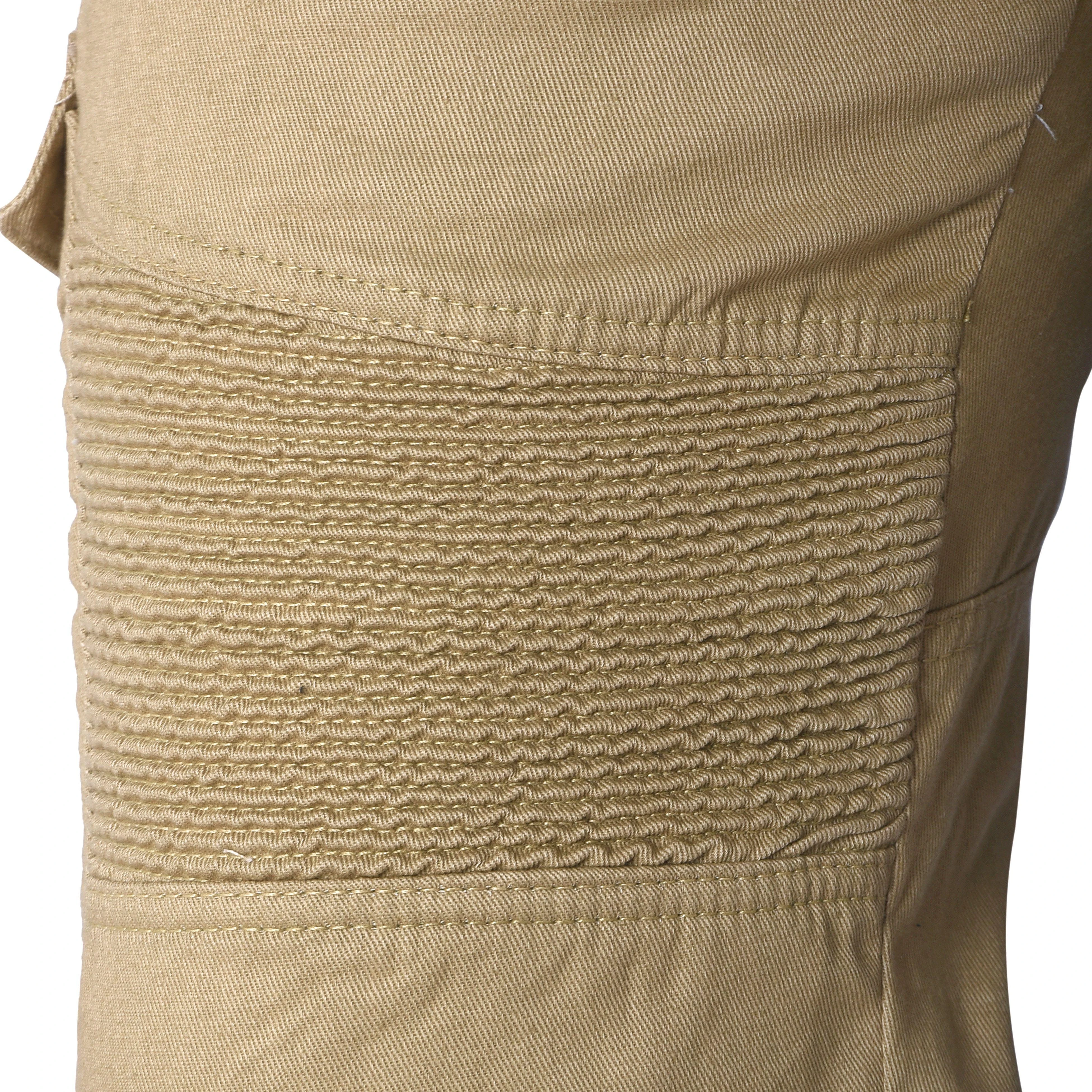 Mens Tan Cotton Motorbike Cargo Pants