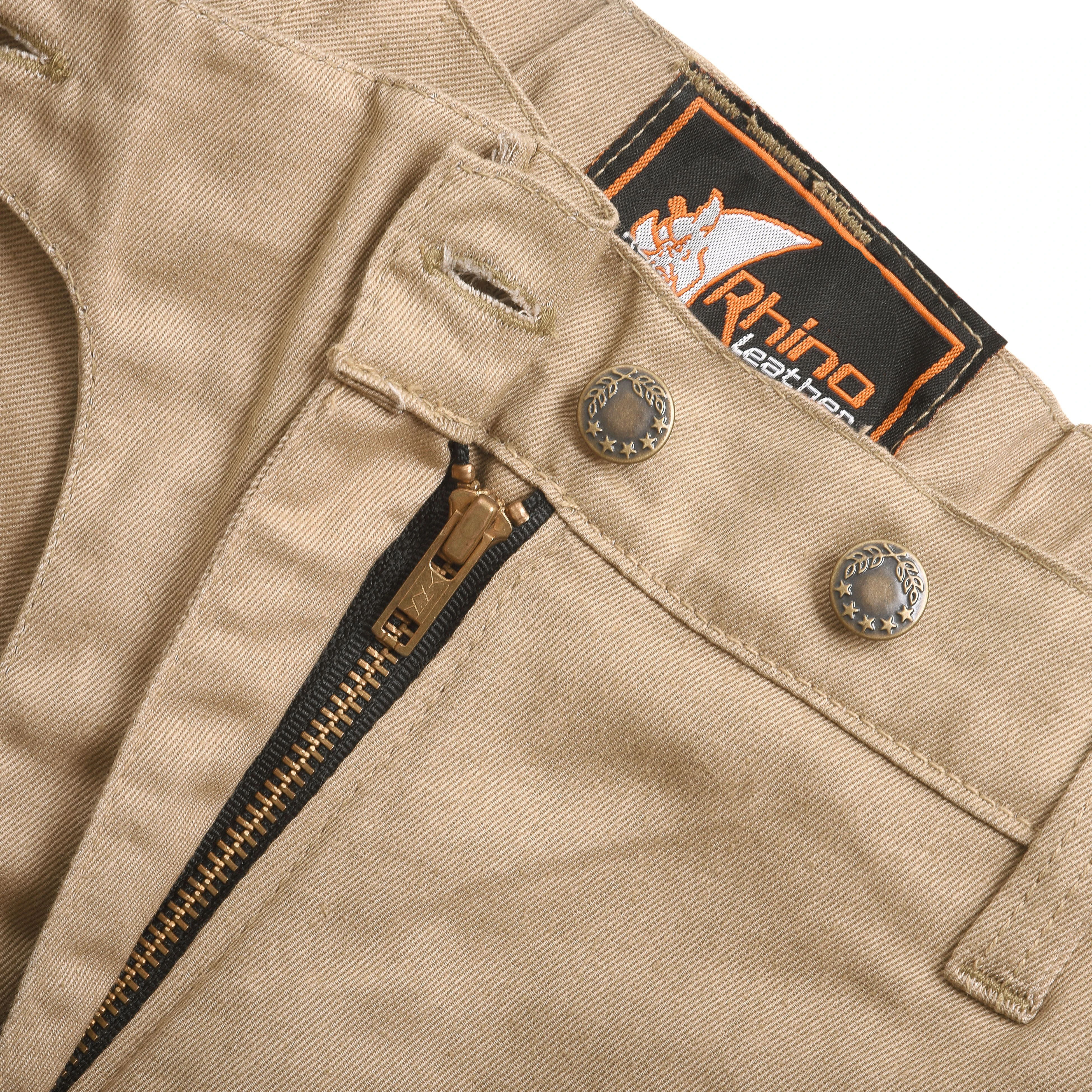 Tan Cotton Motorbike Cargo Pants reinforced with protective aramid lining