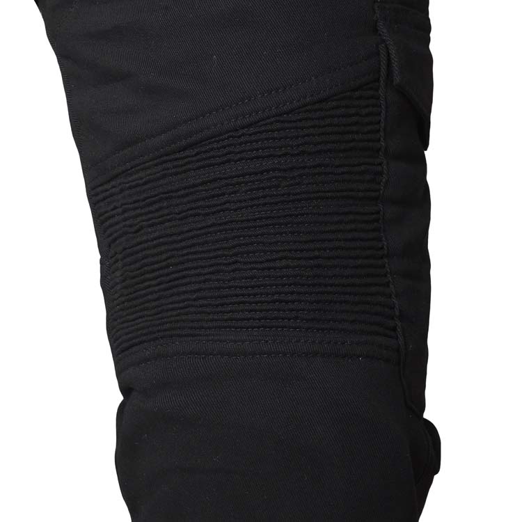 Mens Black Cotton Motorbike Cargo Pants