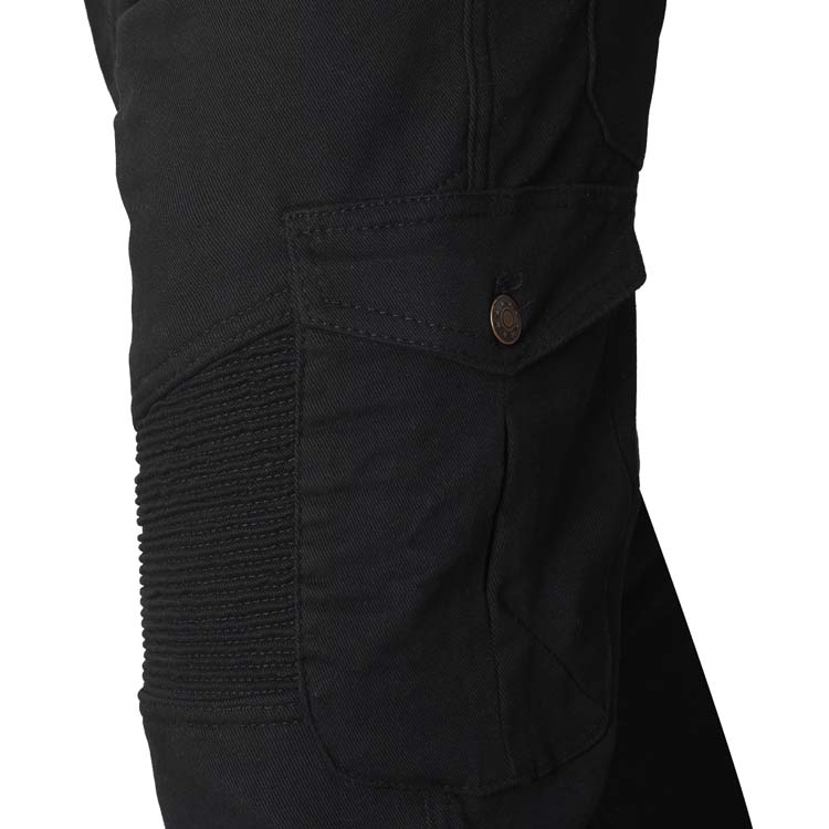 Mens Black Cotton Motorbike Cargo Pants